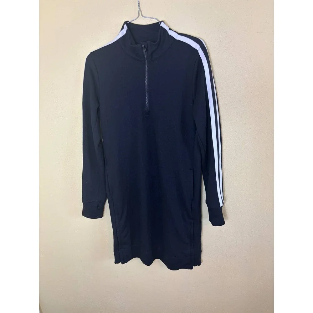 Athleta Circa Track Sweatshirt Dress Small Back Quarter Zip With Pockets